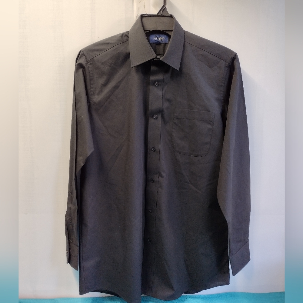 Neil Allyn Mens Oxford Black Dress Shirt Button Up Long Sleeve - Size L 34/35